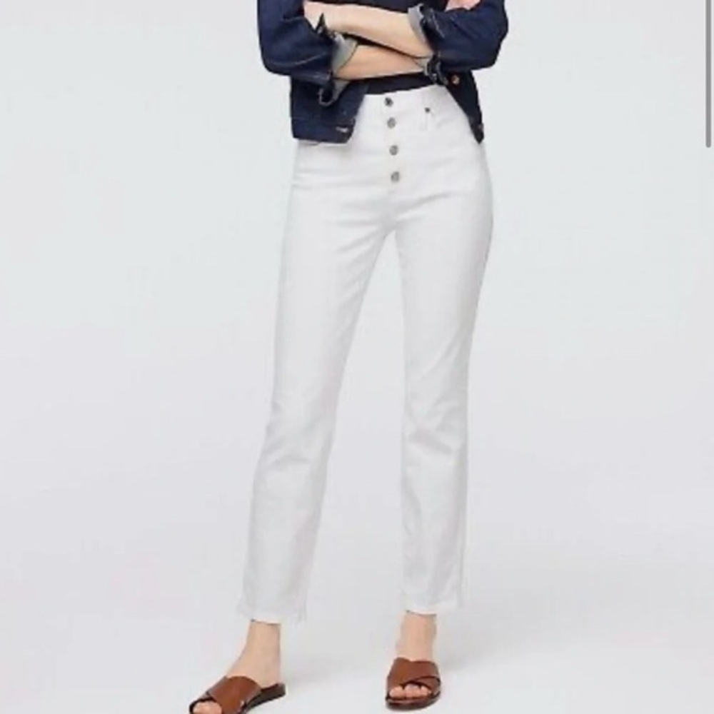 J Crew White 10" Vintage Straight Button Fly Jeans NWT 33 #1767+